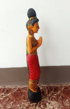 Load image into Gallery viewer, Woodcarved statue, 30&quot;Thai sawasdee statue, Wooden doll, Wood carving, Nang-Wai wood statue, free shipping to ASIA
