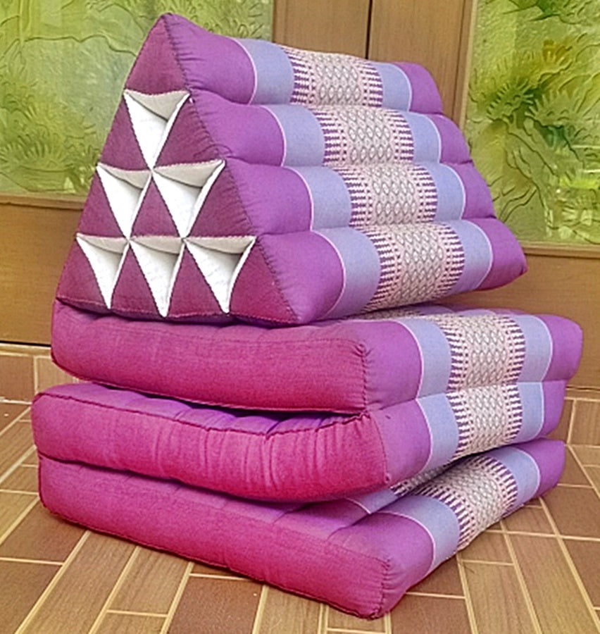 Free shipping to ASIA, 3 fold floor cushion Thai triangle cushion, 3 fold cushion, 52x162cm(20x64in), kapok cushion, floor cushion, fold cushion, fold pillow