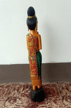 Load image into Gallery viewer, Woodcarved statue, 30"Thai sawasdee statue, Wooden doll, Wood carving, Nang-Wai wood statue, free shipping to ASIA
