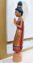 Load image into Gallery viewer, Wood goddess,15&quot;Thai Sawasdee lady goddess, Wooden doll Nang Wai, woodcraft
