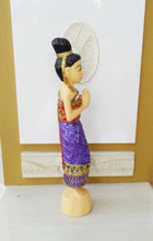 Load image into Gallery viewer, Woodcarved statue, 30"Thai sawasdee statue, Wooden doll, Wood carving, Nang-Wai wood statue, free shipping to ASIA
