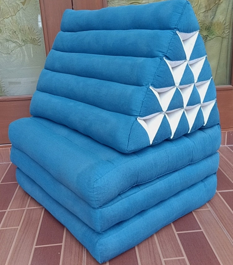 Floor cushion, XL 15 blocks, 3 fold triangle cushion, 56x180cm(22x71in), kapok cushion, fold cushion, 3 fold pillow, Thailand pillow cushion