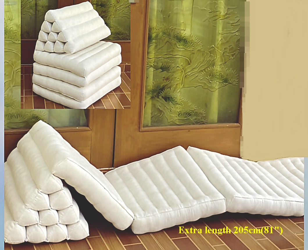 4 fold mattress triangle cushion, 52x205cm(20x81in), kapok pillow, Thailand triangle pillow cushion,  タイの三角枕 ,  泰式三角枕