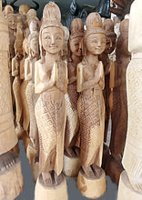 Load image into Gallery viewer, Woodcarved statue, 30"Thai sawasdee statue, Wooden doll, Wood carving, Nang-Wai wood statue, free shipping to ASIA
