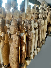 Load image into Gallery viewer, Woodcarved statue, 30"Thai sawasdee statue, Wooden doll, Wood carving, Nang-Wai wood statue, free shipping to ASIA

