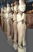 Load image into Gallery viewer, Woodcarved statue, 30"Thai sawasdee statue, Wooden doll, Wood carving, Nang-Wai wood statue, free shipping to ASIA
