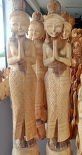 Load image into Gallery viewer, Woodcarved statue, 30"Thai sawasdee statue, Wooden doll, Wood carving, Nang-Wai wood statue, free shipping to ASIA
