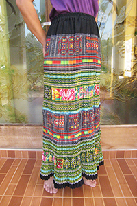Hmong hilltribe pleated skirt with elasticated waistband