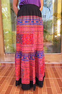 Hmong hilltribe pleated skirt with elasticated waistband