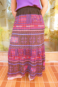 Hmong hilltribe  pleated skirt  with  elasticated waistband